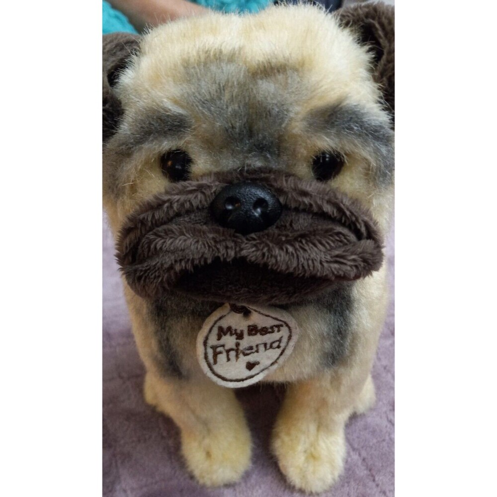 Hallmark 8" Pug Puppy Dog Plush Stuffed Animal My Best Friend Tan Sitting